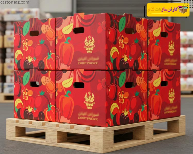 کارتن سبدی میوه و صیفی جات طرح هارمونی قرمز